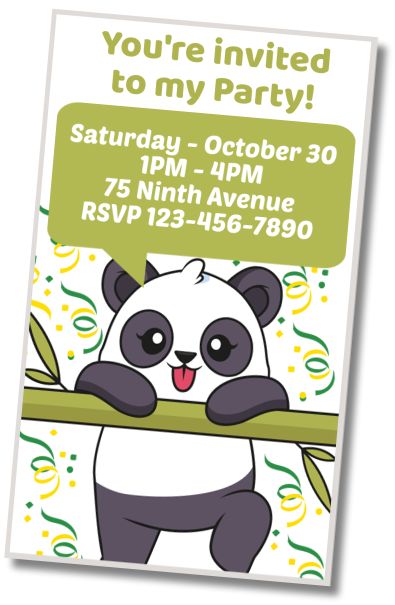 Make Virtual Invitation Panda Bear Birthday