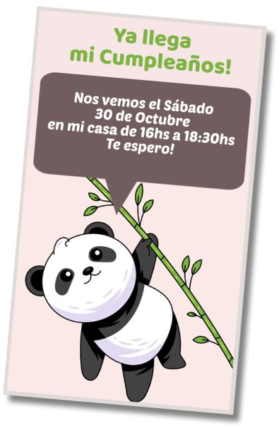 Invitación de cumpleaños personalizada gratis Cumpleaños Oso Panda