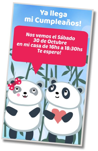 Invitación de cumpleaños personalizada gratis Fiesta de Disfraces Ositos Panda