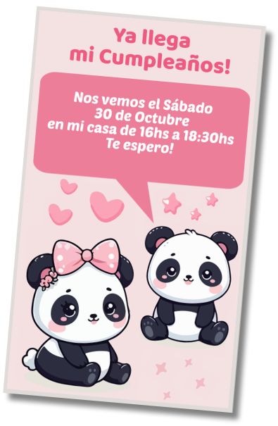 Invitación de cumpleaños personalizada gratis Cumpleaños Osita Panda