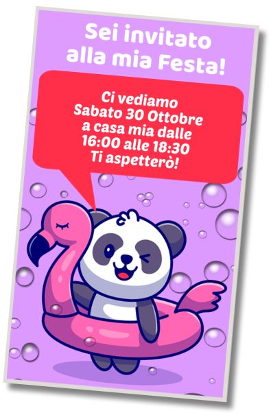 Invito di compleanno personalizzato gratuito Festa in Piscina dell'Orso Panda