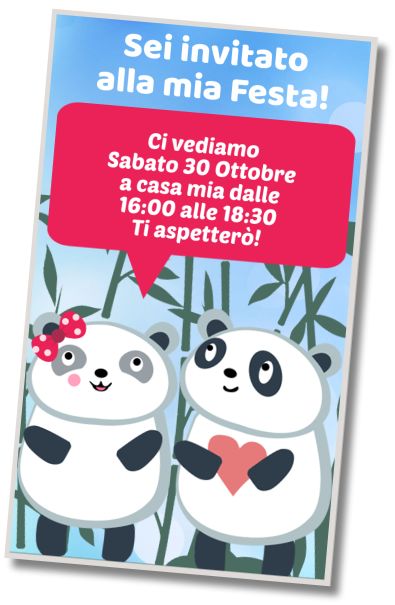 Invito di compleanno personalizzato gratuito Festa in Costume da Orsetti Panda