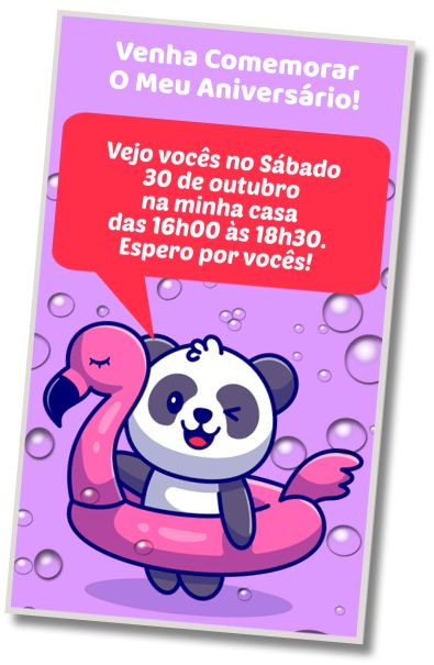 Faça um Convite Virtual Festa na Piscina do Urso Panda