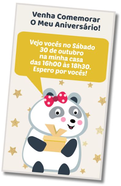 Convite de aniversário personalizado gratuito Urso Panda do Primeiro Aniversário
