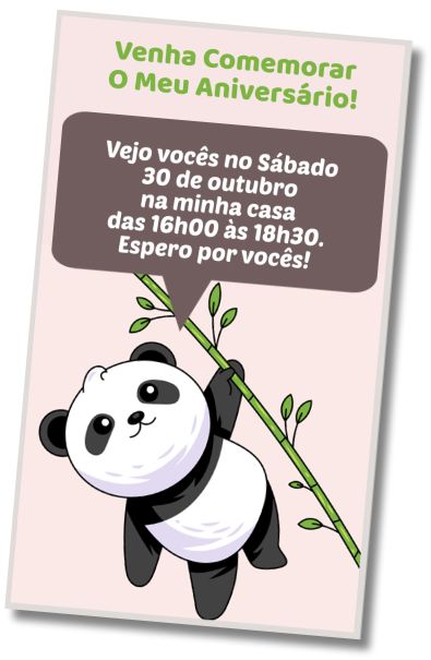 Faça um Convite Virtual Aniversário Urso Panda