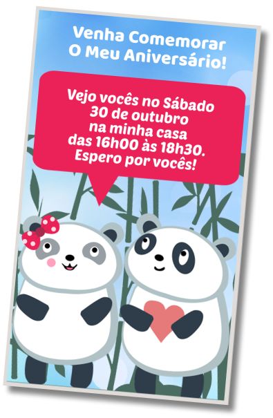 Convite de aniversário personalizado gratuito Festa à Fantasia de Ursos Panda