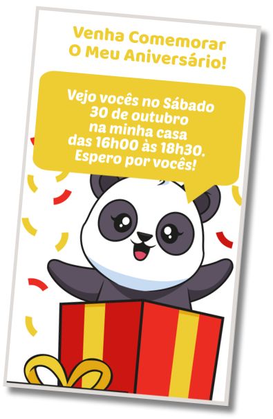 Convite de aniversário personalizado gratuito Festa de Aniversário do Panda