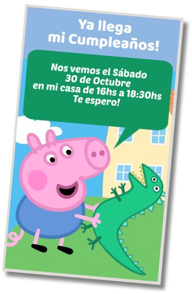 Invitación de cumpleaños personalizada gratis Invitación George Pig y el Señor Dinosaurio