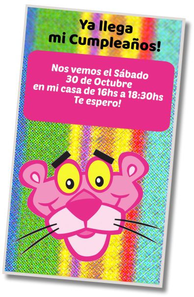 Invitación de cumpleaños personalizada gratis Fiesta de Cumpleaños La Pantera Rosa