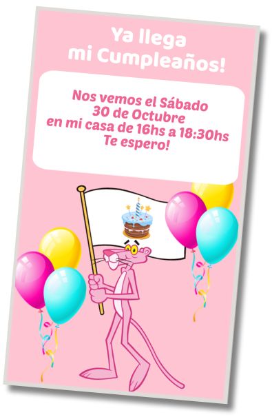 Hacer Invitación Virtual Feliz Cumpleaños La Pantera Rosa