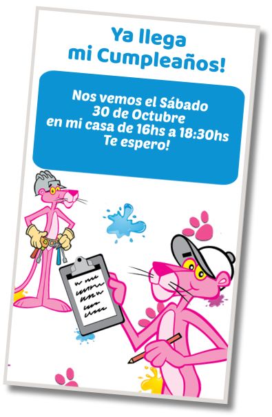 Invitación de cumpleaños personalizada gratis Fiesta de Disfraces Pantera Rosa