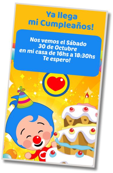 Invitación de cumpleaños personalizada gratis Fiesta de Cumpleaños Plim Plim