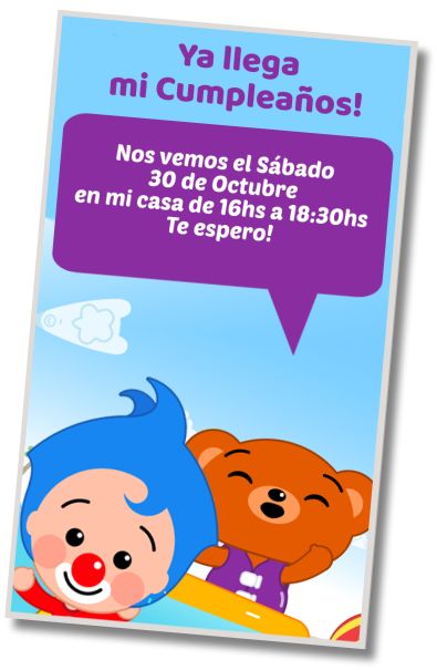 Invitación de cumpleaños personalizada gratis Plim Plim Fiesta en la Pileta