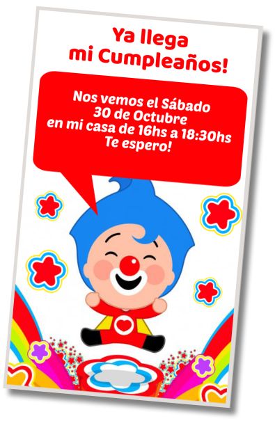 Invitación de cumpleaños personalizada gratis Fiesta Temática Plim Plim