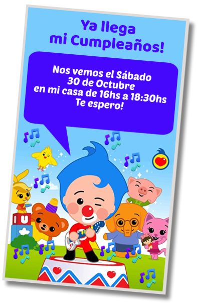 Invitación de cumpleaños personalizada gratis Fiesta Cumpleaños Musical Plim Plim