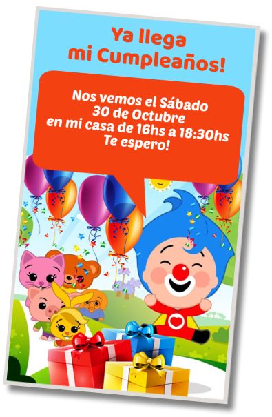 Invitación de cumpleaños personalizada gratis Cumpleaños Plim Plim