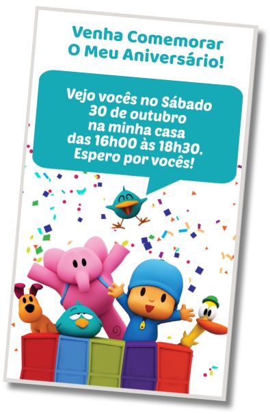 Faça um Convite Virtual Festa de Aniversário Pocoyo
