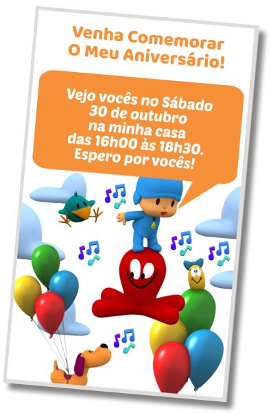 Faça um Convite Virtual Pocoyo Festa Musical