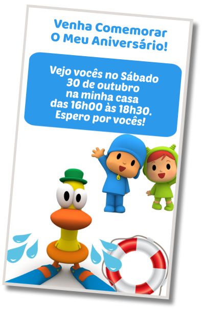 Faça um Convite Virtual Pocoyo Festa na Piscina