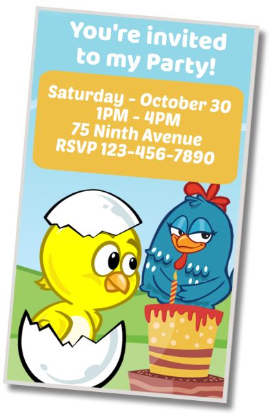 Make Virtual Invitation Birthday Pollito Amarillito Gallina Pintadita