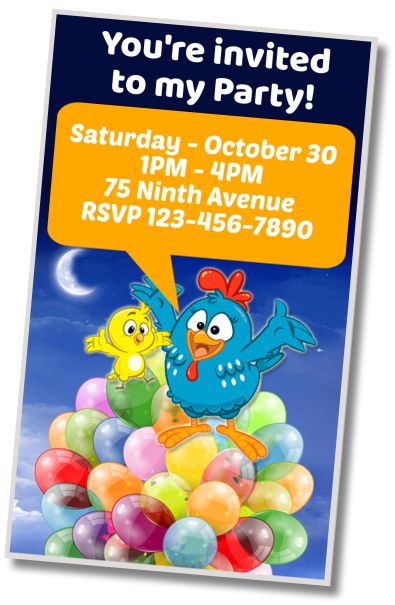 Make Virtual Invitation Pollito Amarillito Gallina Pintadita Sleepover Party