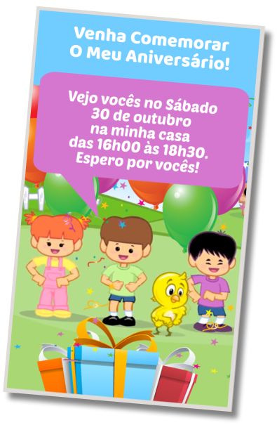 Faça um Convite Virtual Festa Tema Pintinho Amarelinho