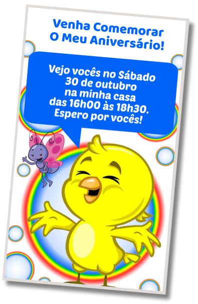 Convite de aniversário personalizado gratuito Festa na Piscina do Pintinho Amarelinho