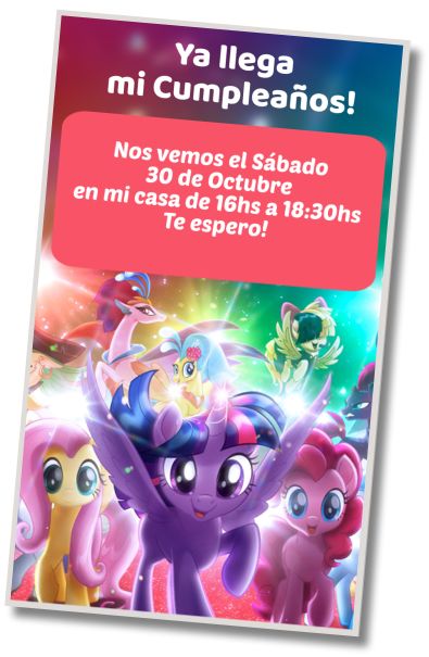 Hacer Invitación Virtual Mi Pequeño Pony Fiesta Pijamada
