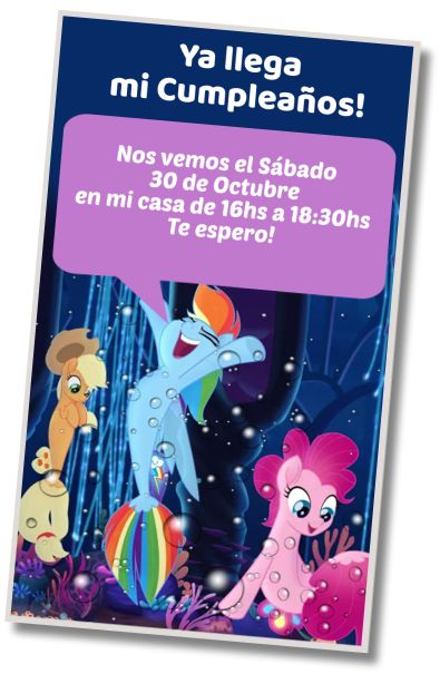Invitación de cumpleaños personalizada gratis Fiesta de Piscina Mi Pequeño Pony