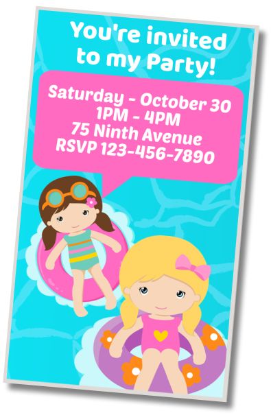 Free personalized birthday invitation Pool Party