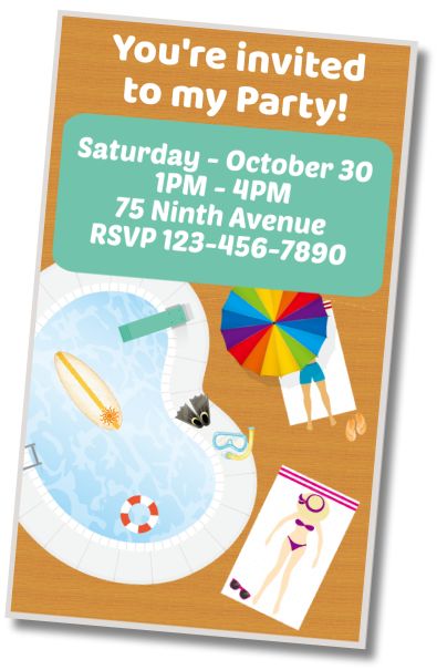 Free personalized birthday invitation Pool Party