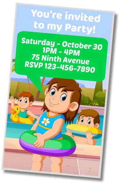 Free personalized birthday invitation Pool Party