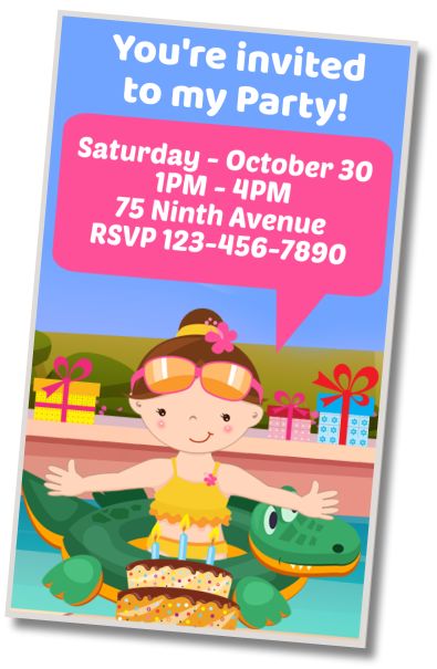 Free personalized birthday invitation Pool Birthday Party