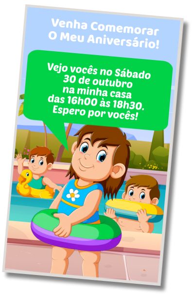 Convite de aniversário personalizado grátis Festa na Piscina