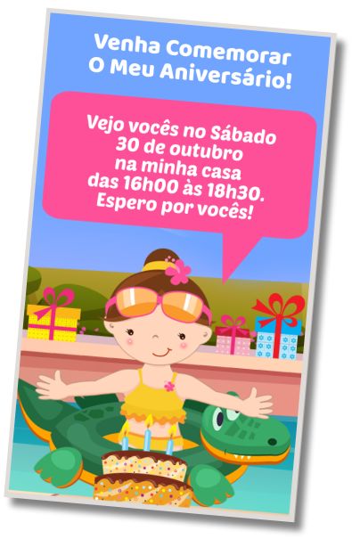 Convite de aniversário personalizado grátis Festa de Aniversário na Piscina