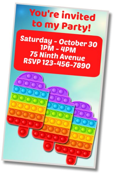 Free personalized birthday invitation Pop It Ice Cream Party