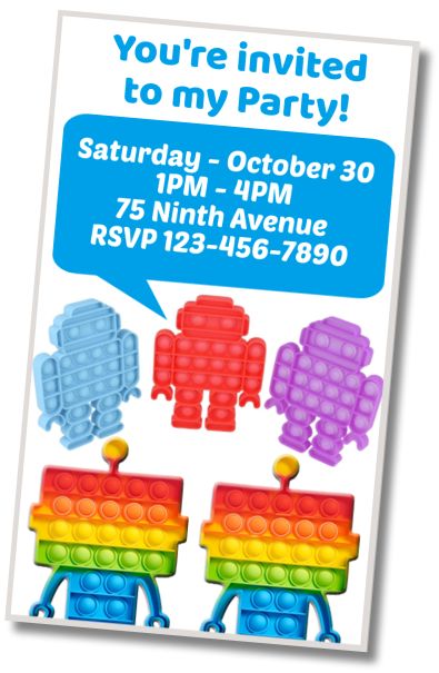 Free personalized birthday invitation Pop It Costume Party