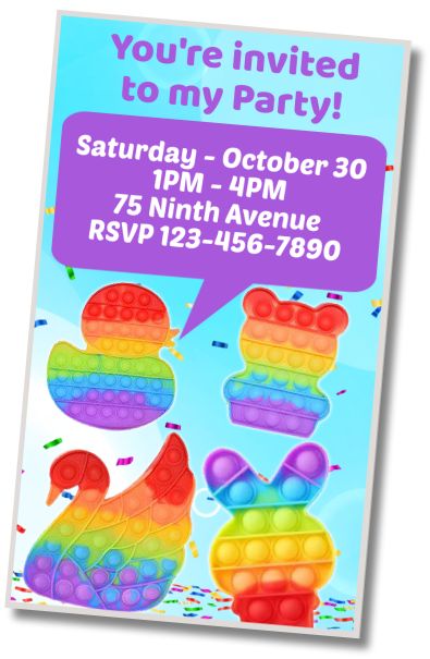 Free personalized birthday invitation Pop It Pool Party
