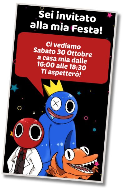 Invito di compleanno personalizzato gratuito Pigiama Party Rainbow Friends