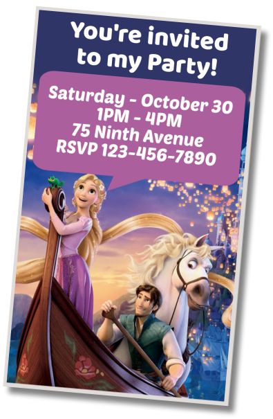 Free personalized birthday invitation Rapunzel Birthday