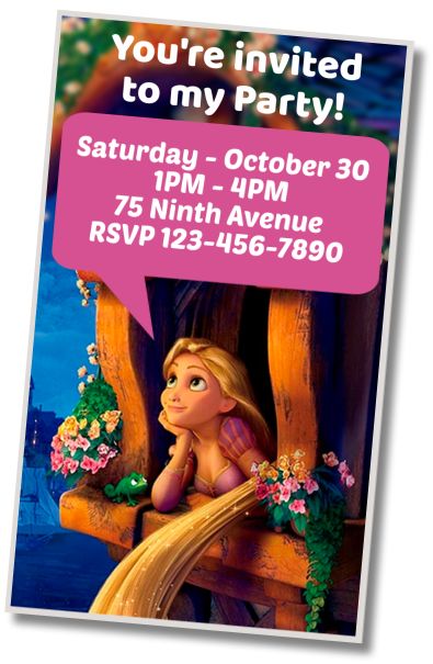 Free personalized birthday invitation Rapunzel Video Game Party