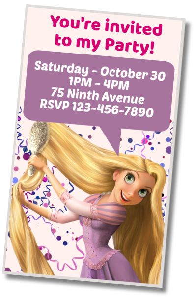 Free personalized birthday invitation Birthday Spa Rapunzel