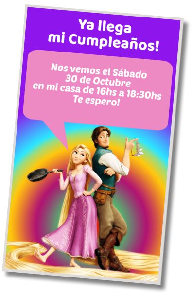 Invitación de cumpleaños personalizada gratis Fiesta de Disfraces Enredados