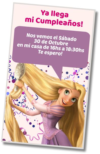 Invitación de cumpleaños personalizada gratis Cumpleaños Spa Rapunzel