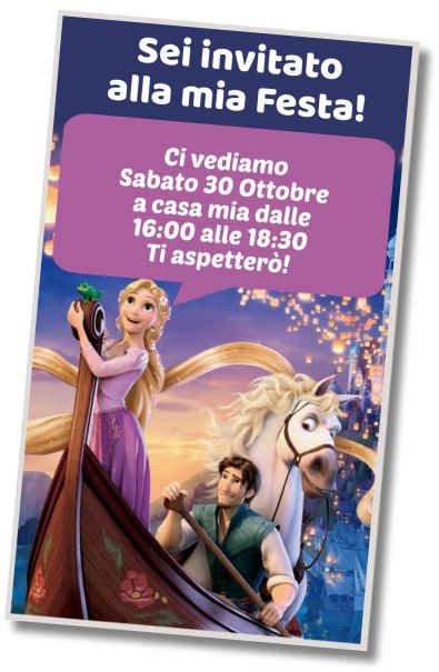 Invito di compleanno personalizzato gratis Compleanno di Rapunzel