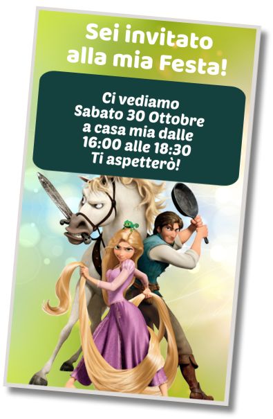 Invito di compleanno personalizzato gratis Sorpresa di Compleanno Rapunzel