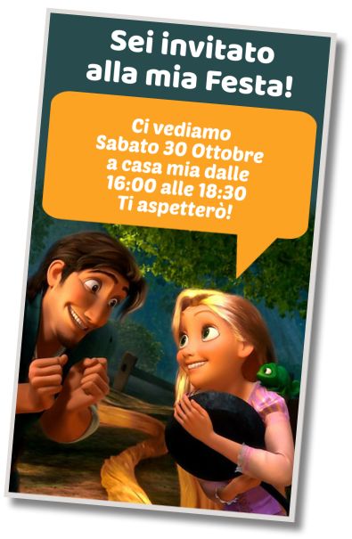Invito di compleanno personalizzato gratis Pigiama Party di Rapunzel
