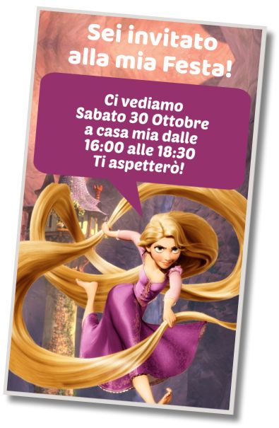Invito di compleanno personalizzato gratis Festa in Piscina di Rapunzel