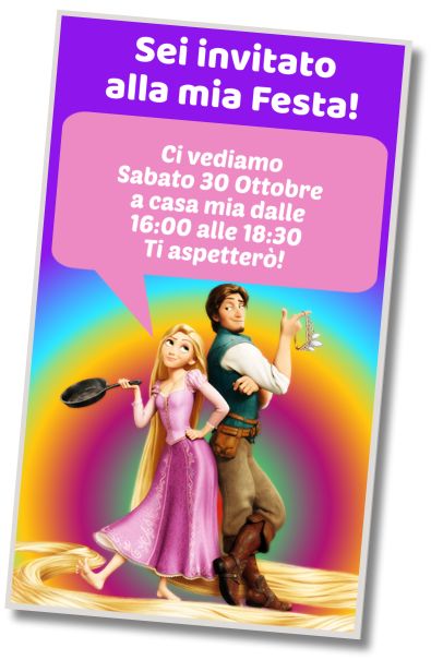 Invito di compleanno personalizzato gratis Festa in Costume Tangled