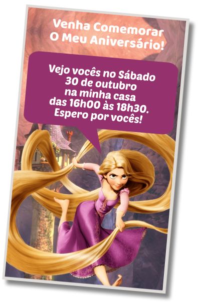 Convite de aniversário personalizado grátis Festa na Piscina da Rapunzel